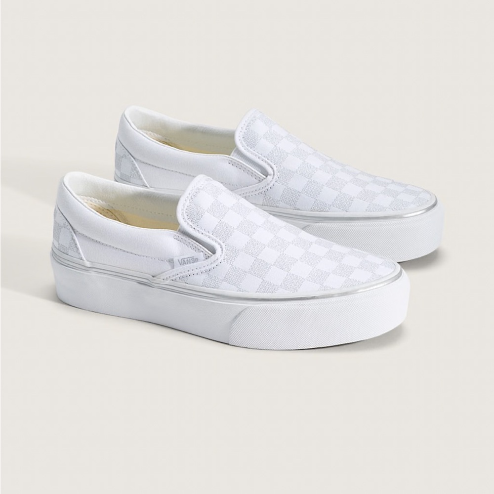 Vans Classic White Checkered Slip-Ons